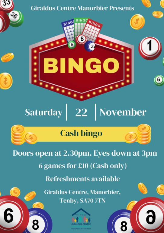 Cash Bingo at Giraldus Centre Manorbier