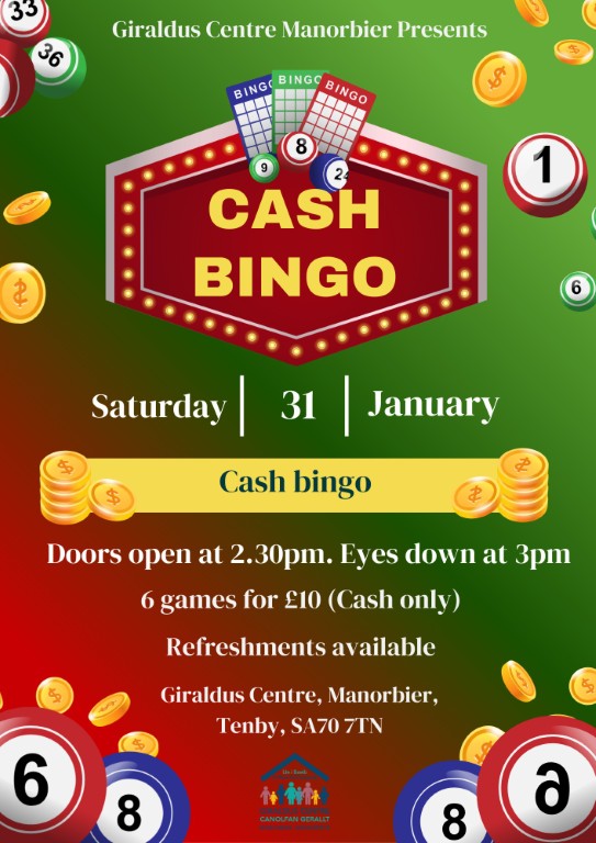 Cash Bingo at Giraldus Centre Manorbier