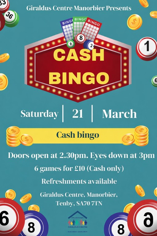 Cash Bingo at Giraldus Centre Manorbier