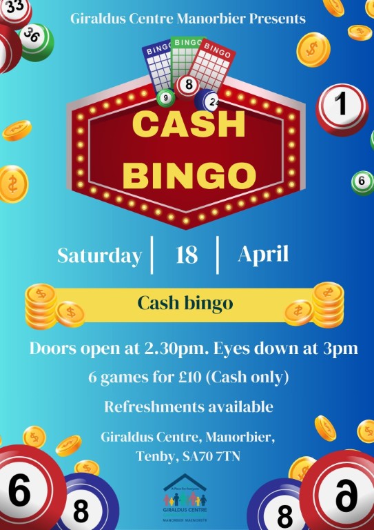 Cash Bingo at Giraldus Centre Manorbier