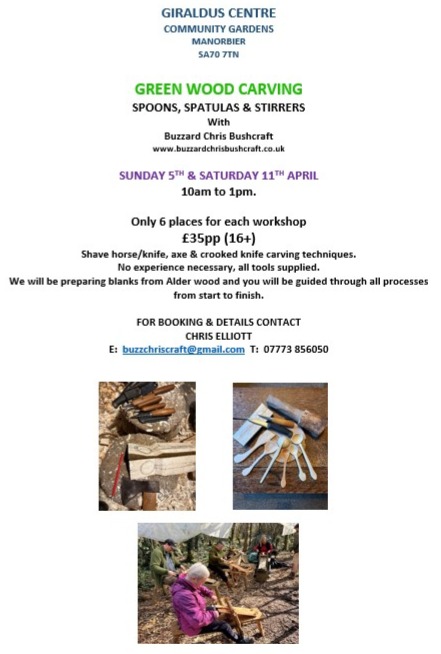 Green Wood Carving at Giraldus Centre Manorbier