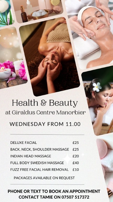 Health and Beauty Clinic at Giraldus Centre Manorbier