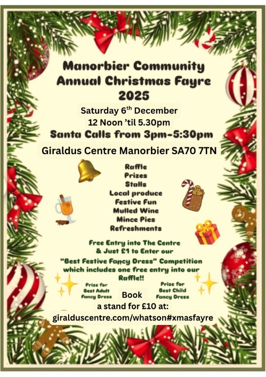 Christmas Fayre 2025 at Giraldus Centre Manorbier
